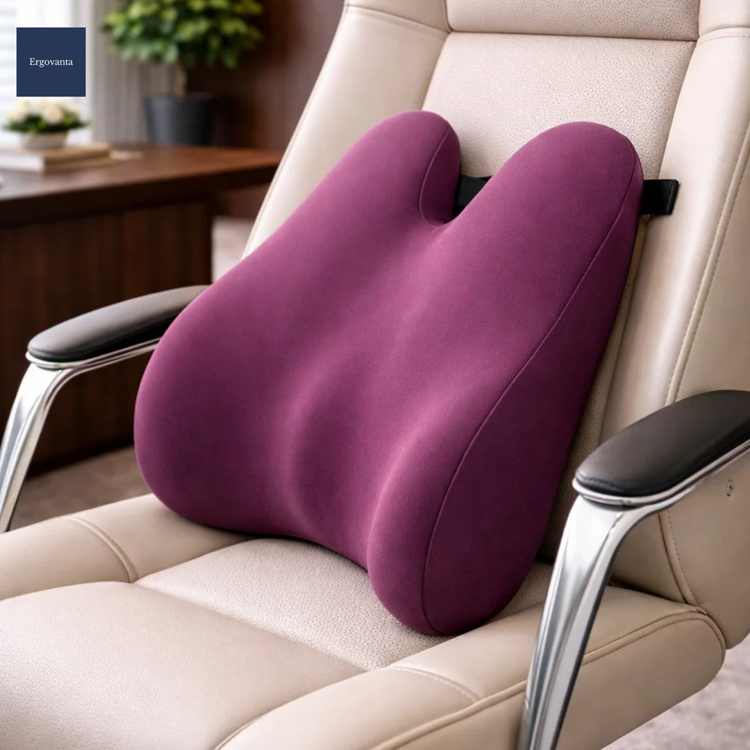 Memory Foam Lumbar Support Pillow - Ergonomic Office Back Cushion