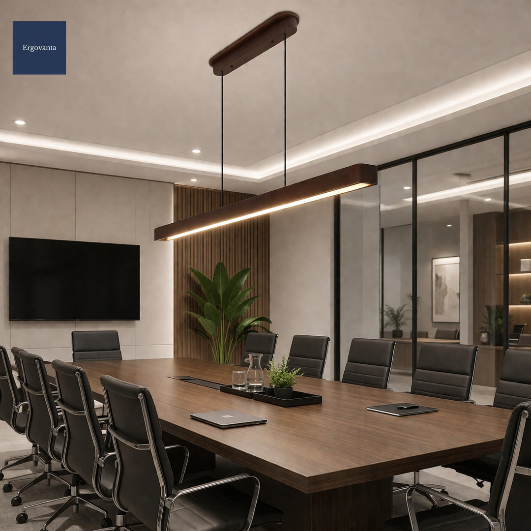 51-Inch Walnut LED Linear Pendant Light - Modern Ceiling Lighting