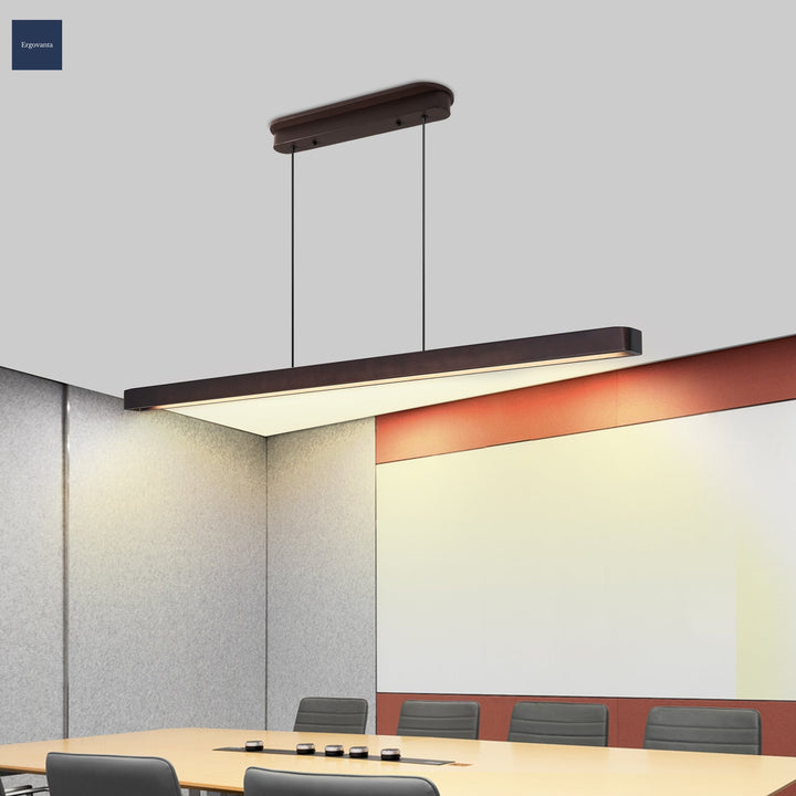 51-Inch Walnut LED Linear Pendant Light - Modern Ceiling Lighting
