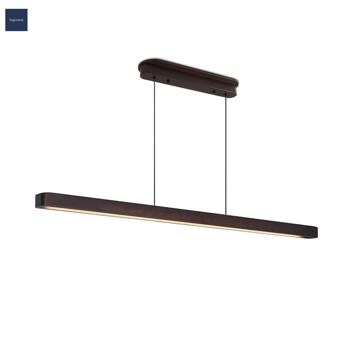51-Inch Walnut LED Linear Pendant Light - Modern Ceiling Lighting