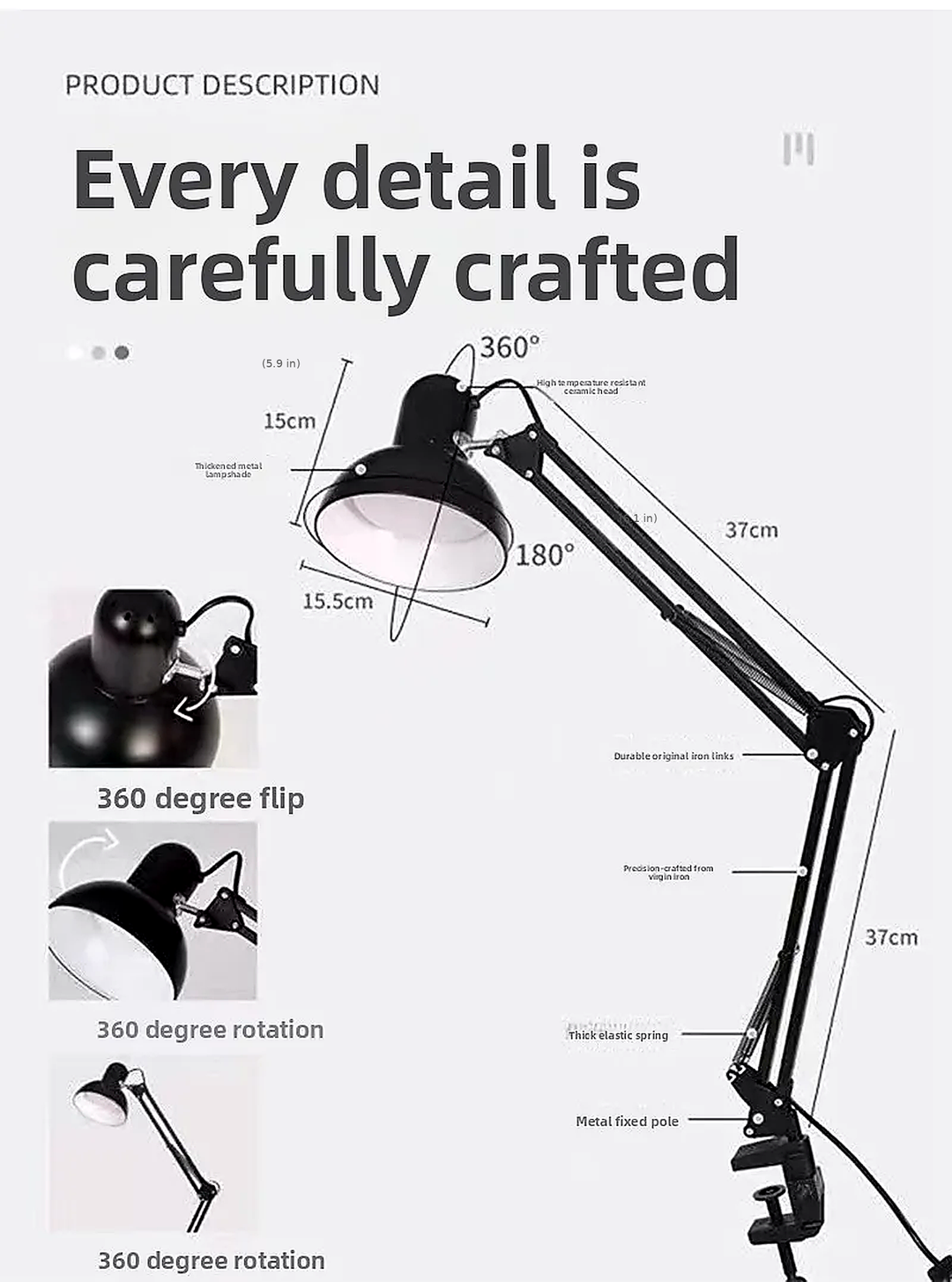 Adjustable LED Desk Lamp with Clip Base - Modern Desk Lamp