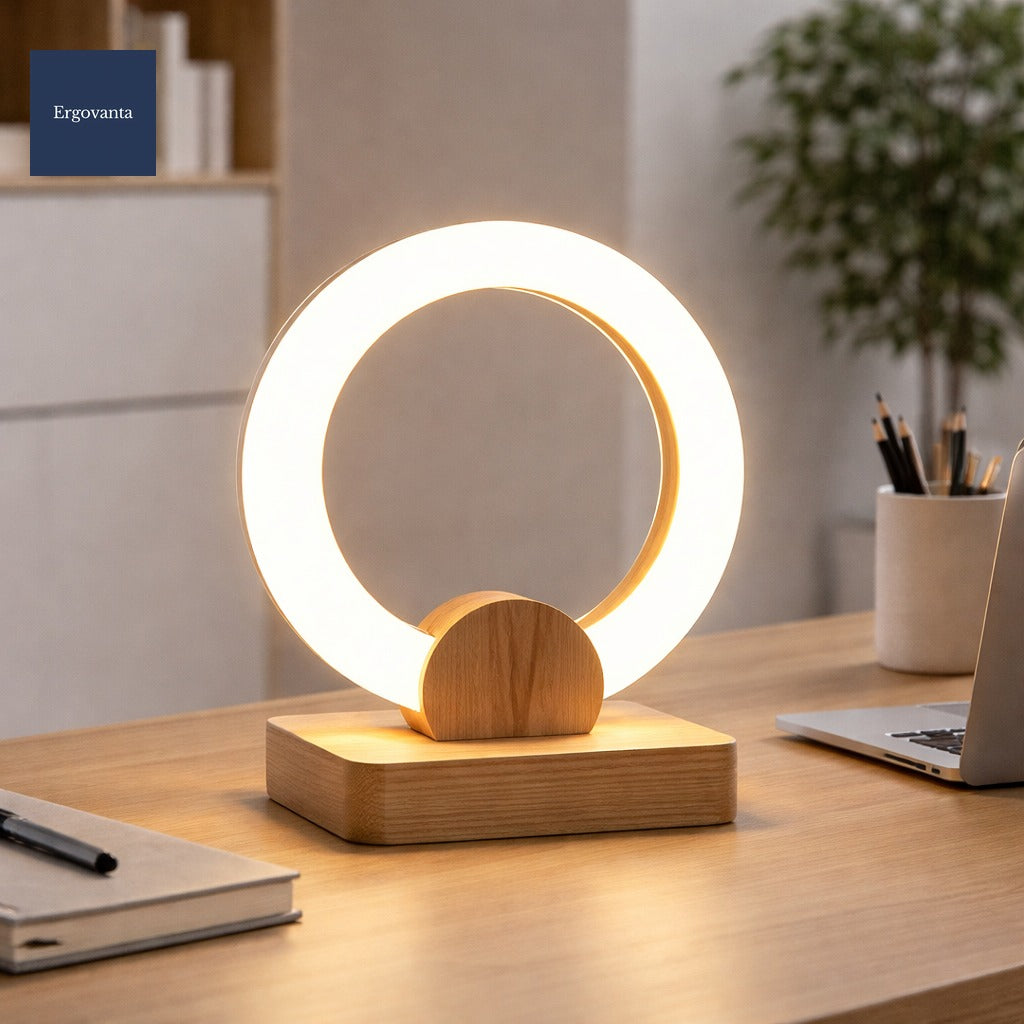 Halo Desk Lamp - Nordic Wooden LED