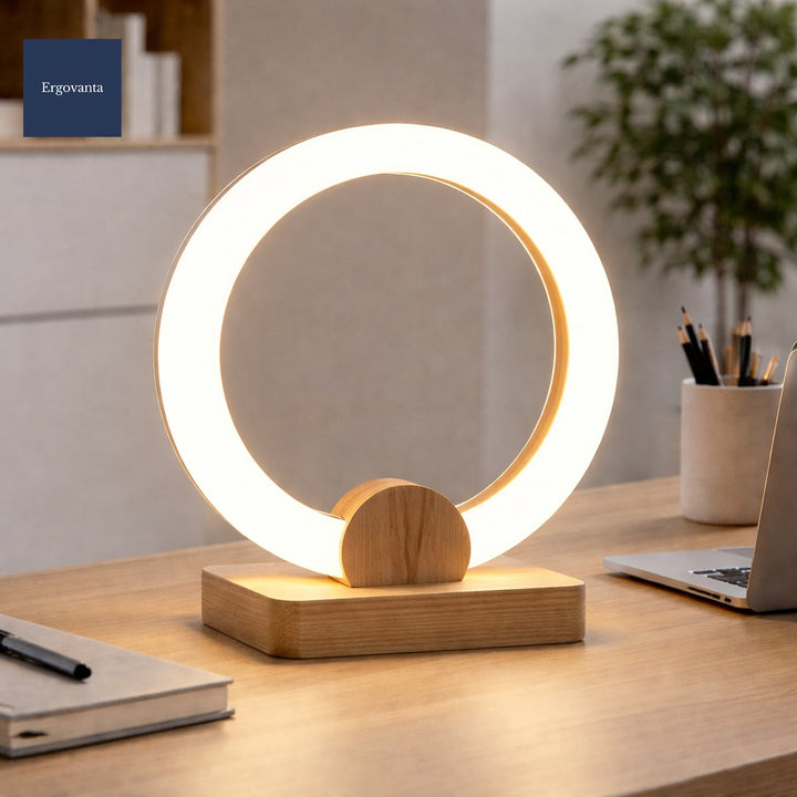 Halo Desk Lamp - Nordic Wooden LED