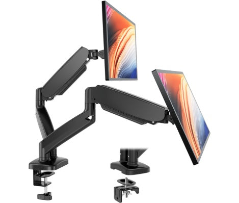 Dual Monitor Arm Mount - Gas Spring Adjustable Desk Setup for 13-32 inch Screens