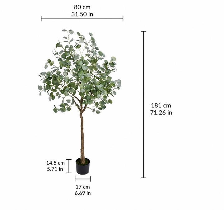 6 ft Artificial Eucalyptus Tree - Lifelike Floor Plant