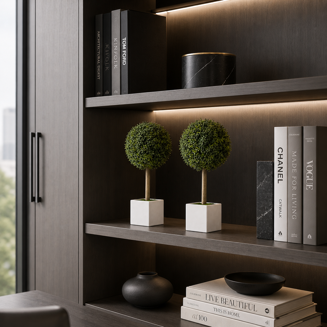 Boxwood Topiary Set (2-Piece) - Modern Greenery Decor
