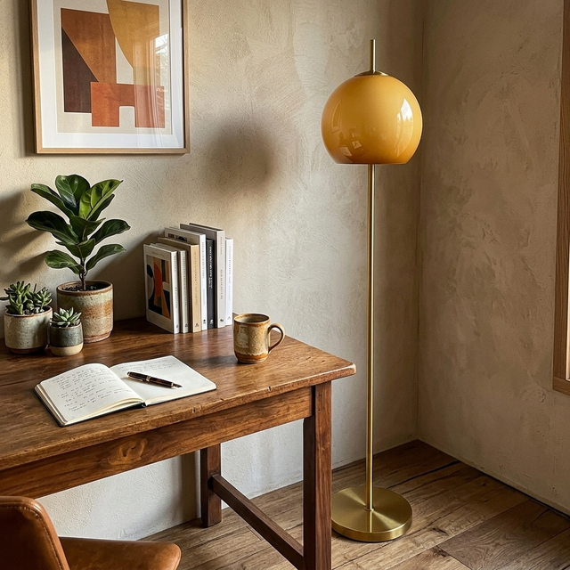 Globe - Bauhaus Glass Floor Lamp - Vintage Accent Lighting