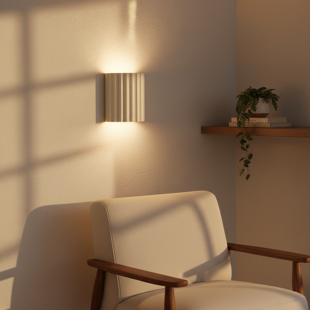 Grotto - Resin Wall Light, white in a workspace
