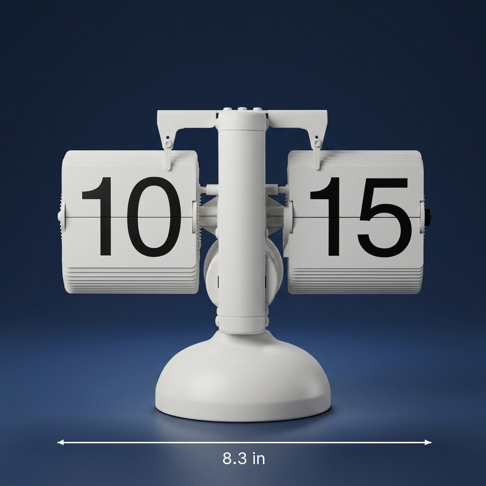 Horolog - Retro Page-Turning Desk Clock - Quartz Flip Display dimension drawing