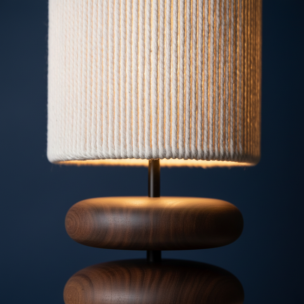 Kumo - Japanese Wood Table Lamp, walnut close up detail