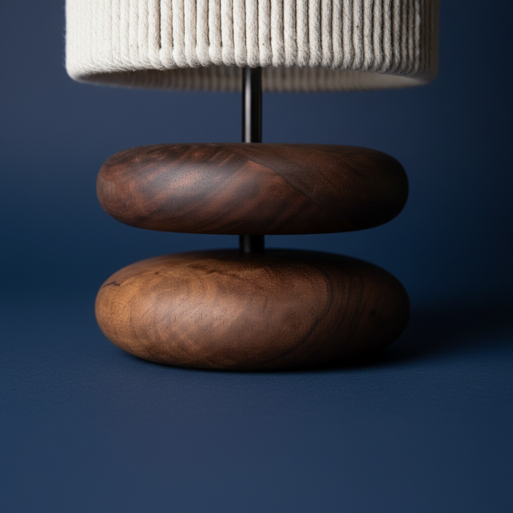 Kumo - Japanese Wood Table Lamp, walnut close up detail