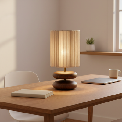 Kumo - Japanese Wood Table Lamp in brown