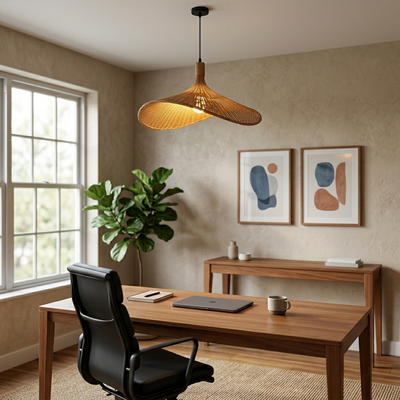 Lantern - Japanese-Style Bamboo Pendant Light - Natural Woven Ceiling Fixture