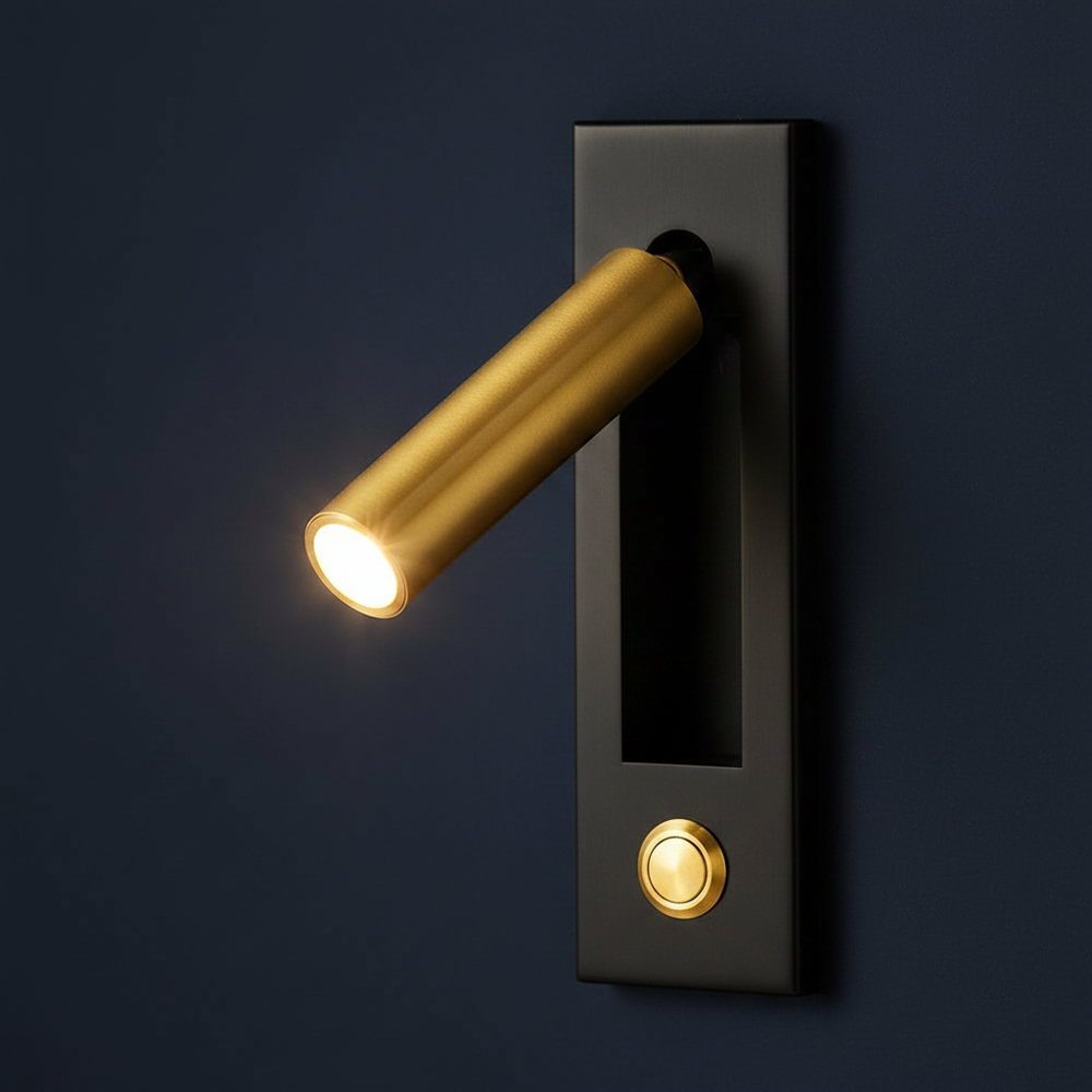 Lector - Rotating Reading Wall Lamp, black & gold close up detail