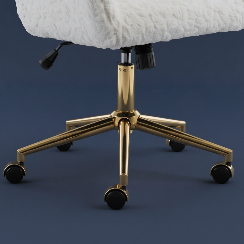 Lepus - Faux Fur Swivel Chair, ivory base close up detail
