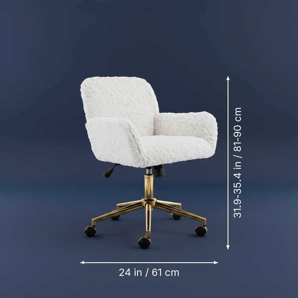 Lepus - Faux Fur Swivel Chair dimension drawing