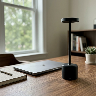 Lumen - Rechargeable LED Table Lamp - Minimalist Cordless Desk Light in black