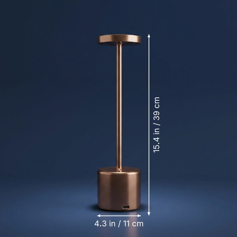 Lumen - Rechargeable LED Table Lamp - Minimalist Cordless Desk Light dimension drawing