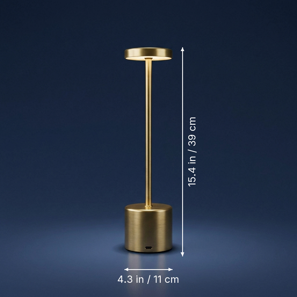 Lumen - Rechargeable LED Table Lamp - Minimalist Cordless Desk Light dimension drawing