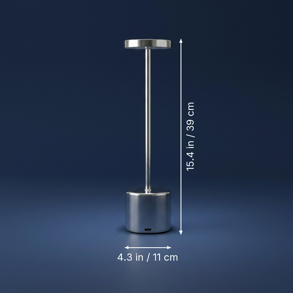 Lumen - Rechargeable LED Table Lamp - Minimalist Cordless Desk Light dimension drawing