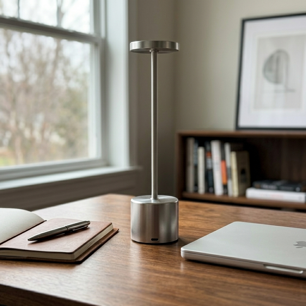 Lumen in Silver, in a workspace