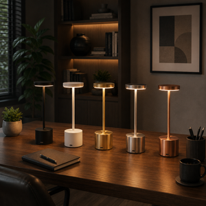 Lumen - Rechargeable LED Table Lamp - Minimalist Cordless Desk Light in brown
