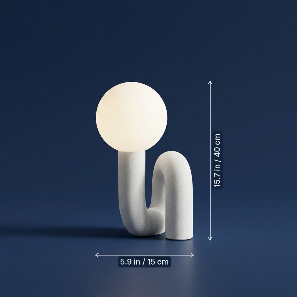 Memphis - Postmodern Resin and Glass Desk Lamp - Three-Tone Dimming Designer Accent dimension drawing