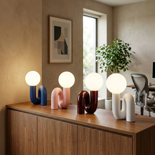 Memphis - Postmodern Resin and Glass Desk Lamp - Three-Tone Dimming Designer Accent