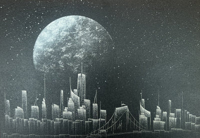 Moonrise - Hand-Painted NYC Skyline Canvas