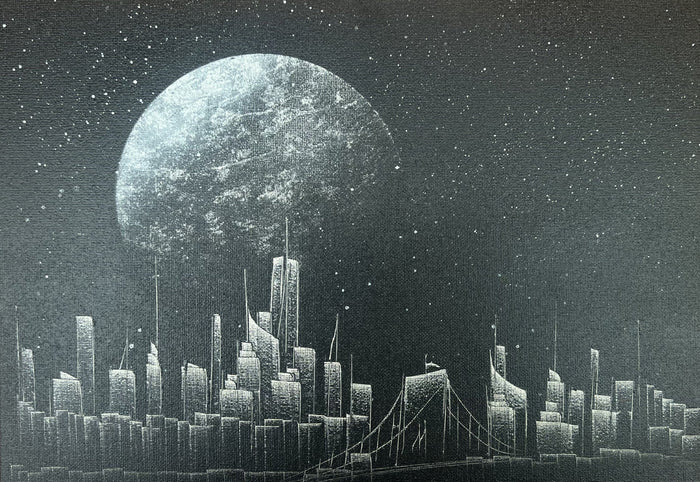 Moonrise - Hand-Painted NYC Skyline Canvas