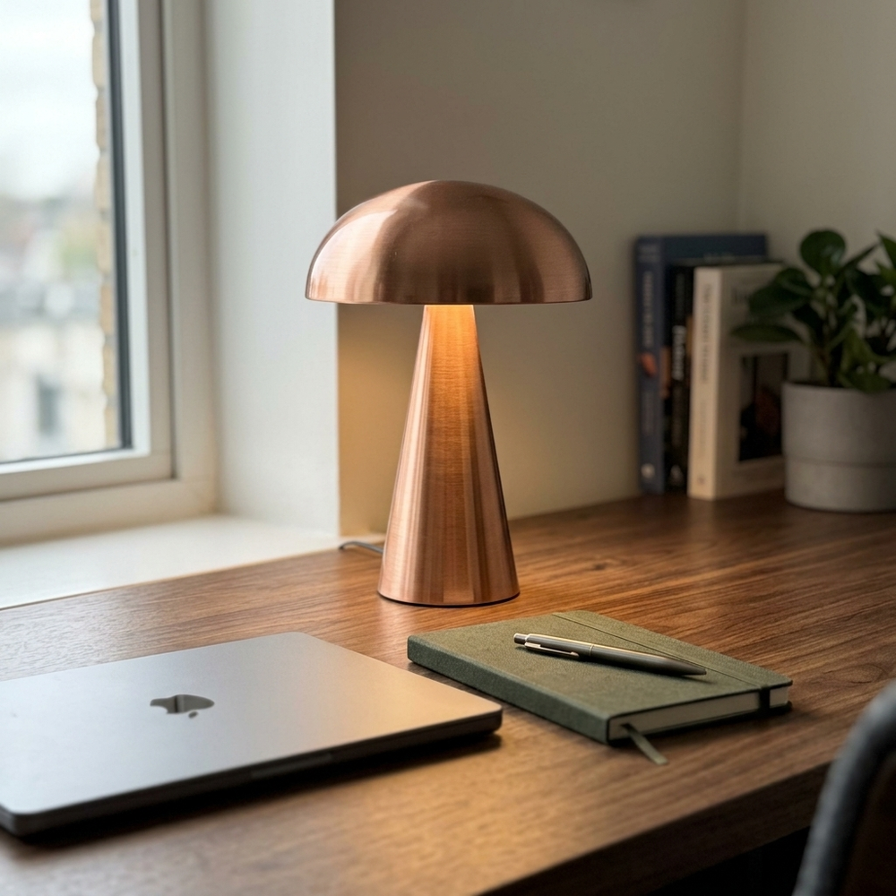 Morel in Copper, in a workspace