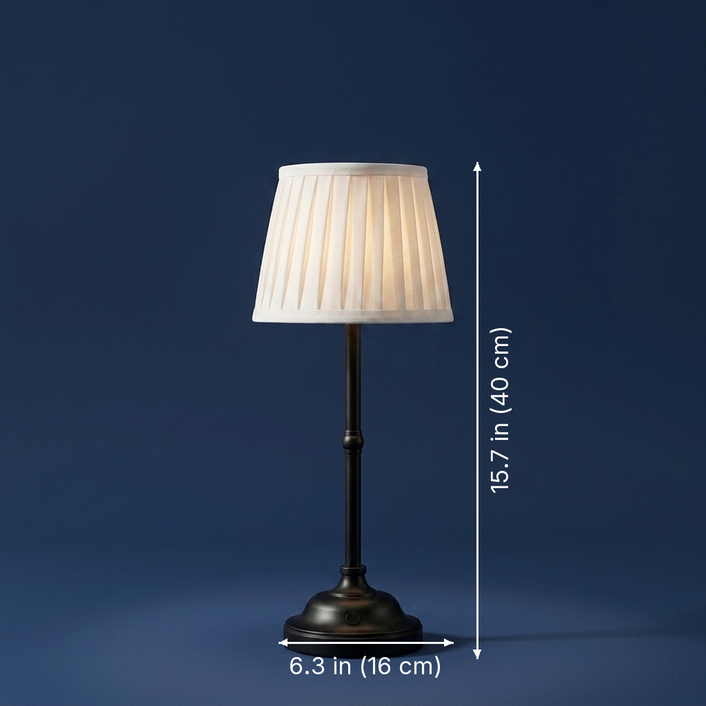 Nightcap - Cordless Pleated-Shade Table Lamp - Rechargeable dimension drawing