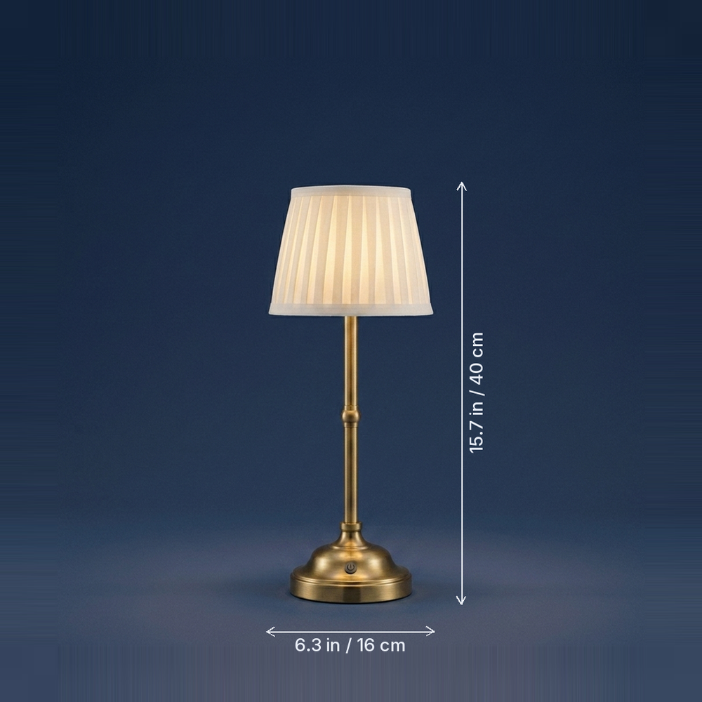 Nightcap - Cordless Pleated-Shade Table Lamp - Rechargeable dimension drawing