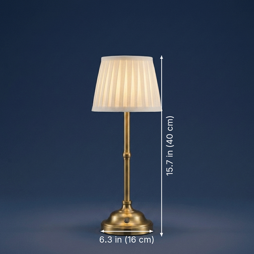 Nightcap - Cordless Pleated-Shade Table Lamp - Rechargeable dimension drawing