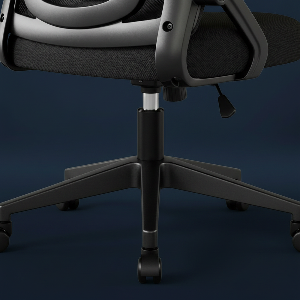 Nimbus - Ergonomic Mesh Chair, black base close up detail