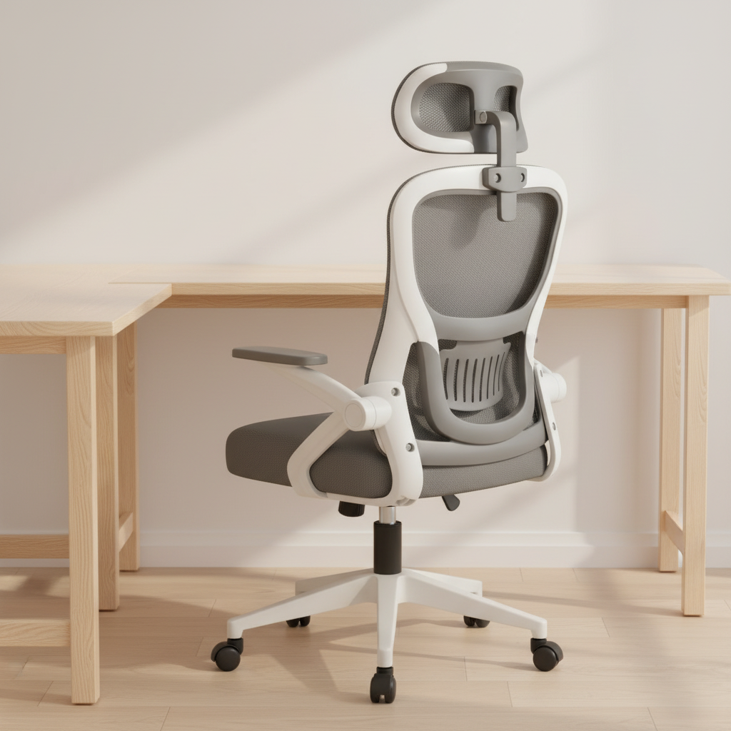 Nimbus - Ergonomic Mesh Chair, white & gray in a workspace