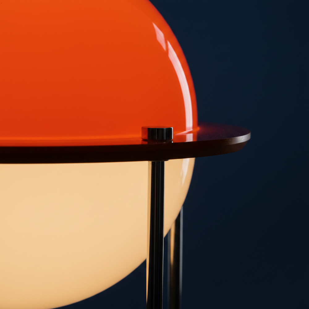 Orbis - Mid-Century Table Lamp, orange close up detail