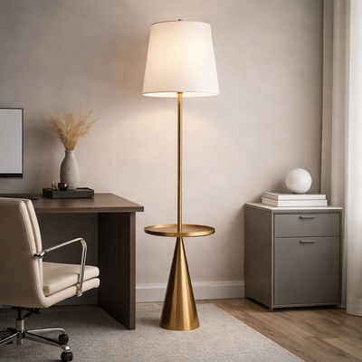 Orbit - Celestial Modern Floor Lamp with Accent Table - Sculptural Floor Lighting