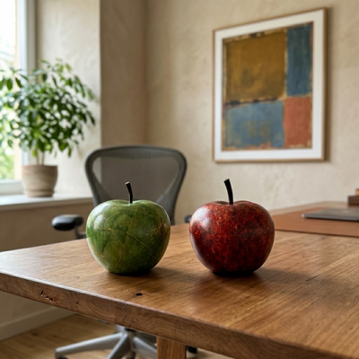 Orchard - Hand-Painted Apple Sculpture - Mid-Century Modern Accent
