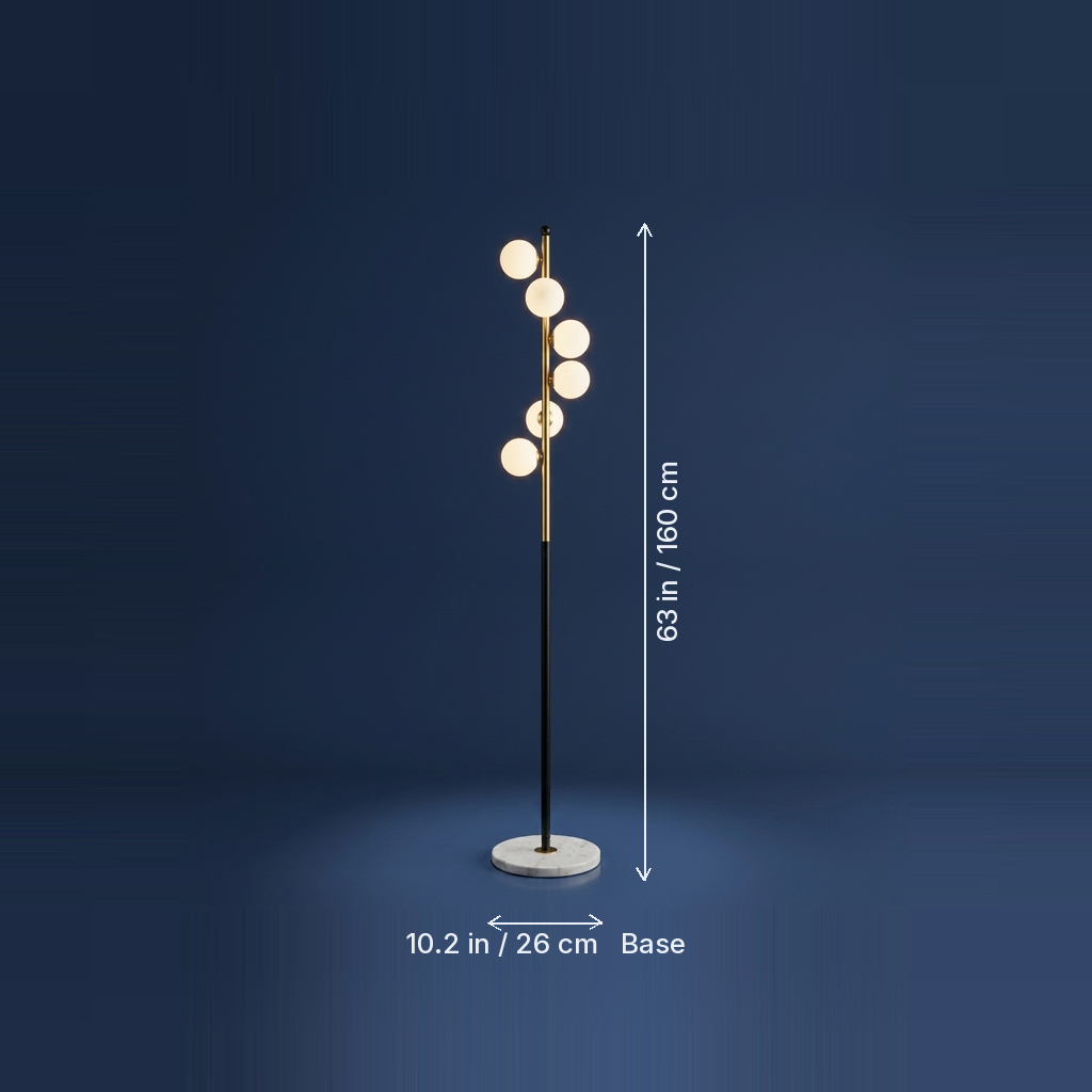 Scandinavian Glass-Orb Floor Lamp dimensions