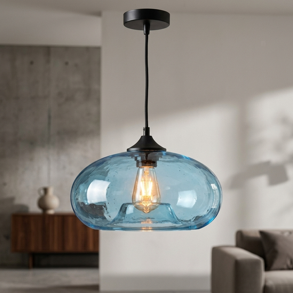 Prism Oval Blue glass pendant