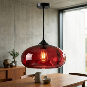 Prism - Hand-Blown Colored Glass Pendant Light - Jewel Tones in red