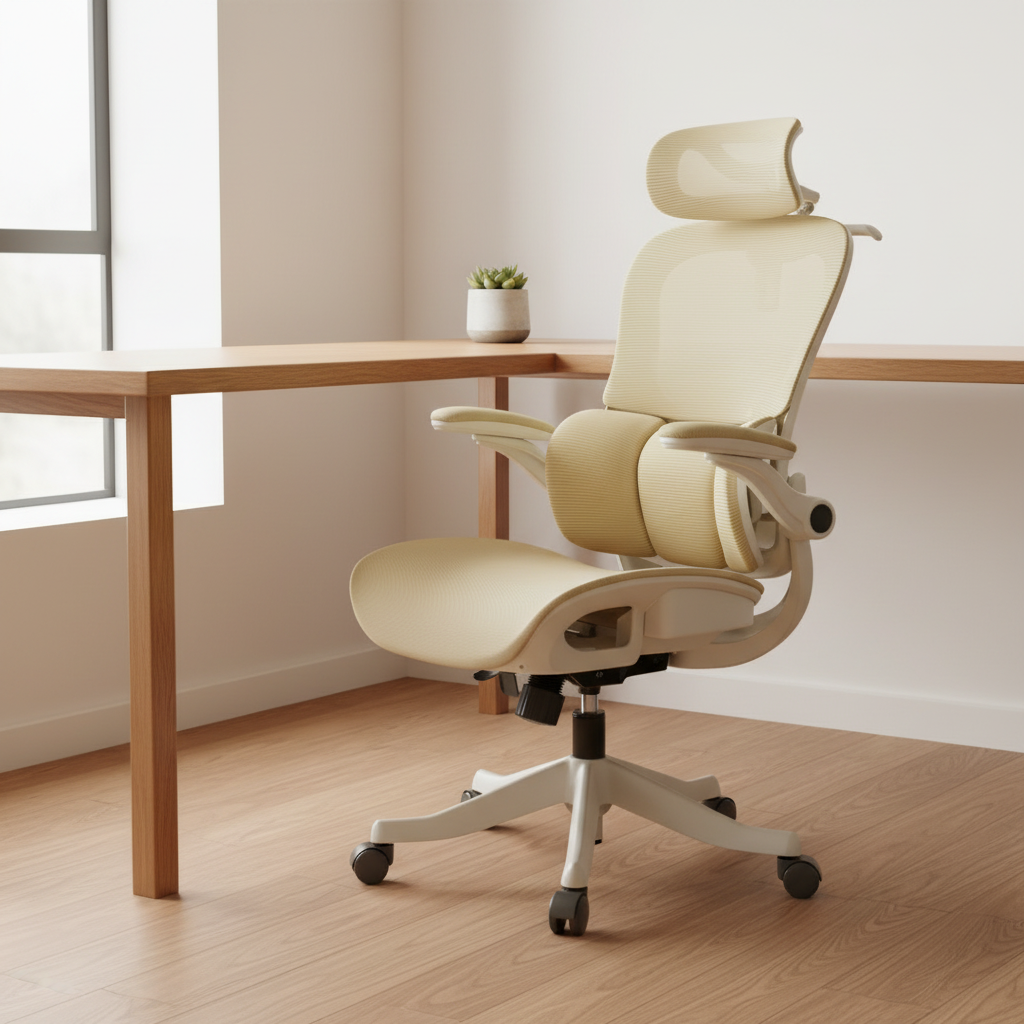 Papilio - Ergonomic Chair, cream in a workspace