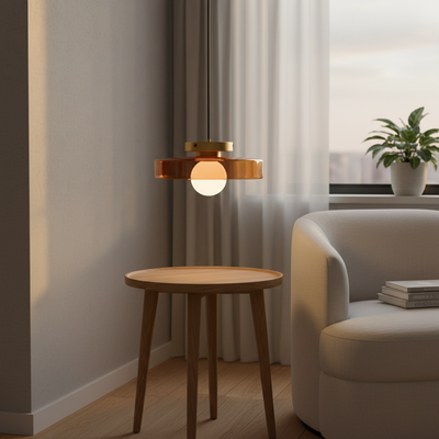 Pastille - Glass Disc Pendant Light in orange
