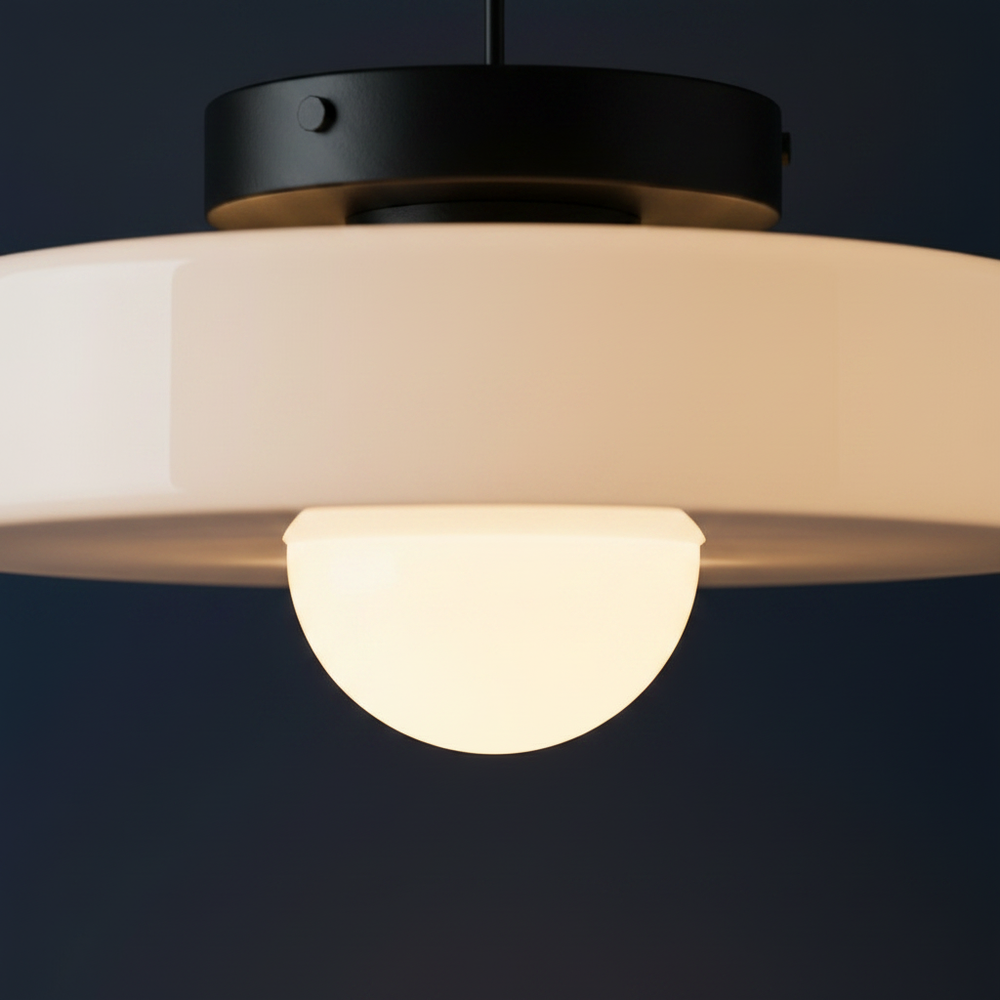 Pastille - Glass Disc Pendant Light, white close up detail