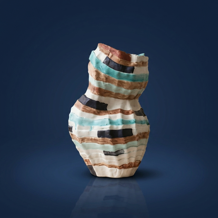 Patchwork, Raw clay, painted bands