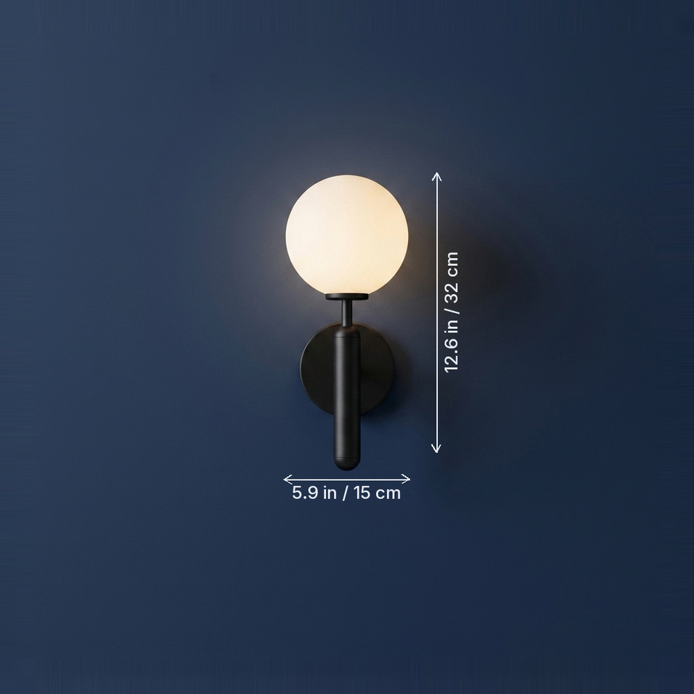Pearl - Copper-Tone LED Wall Lamp - Three Light Modes dimension drawing