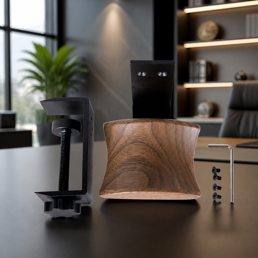 Clip-On Wood Headphone Hanger