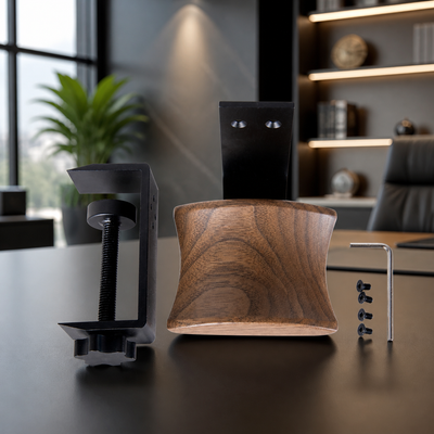 Peg - Clip-On Wood Headphone Hanger - Desk Mount Organizer with Metal Bracket