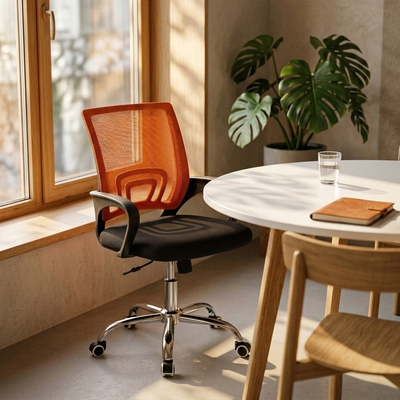 Pivot - Mesh Back Task Chair - Swivel Office Seat in orange